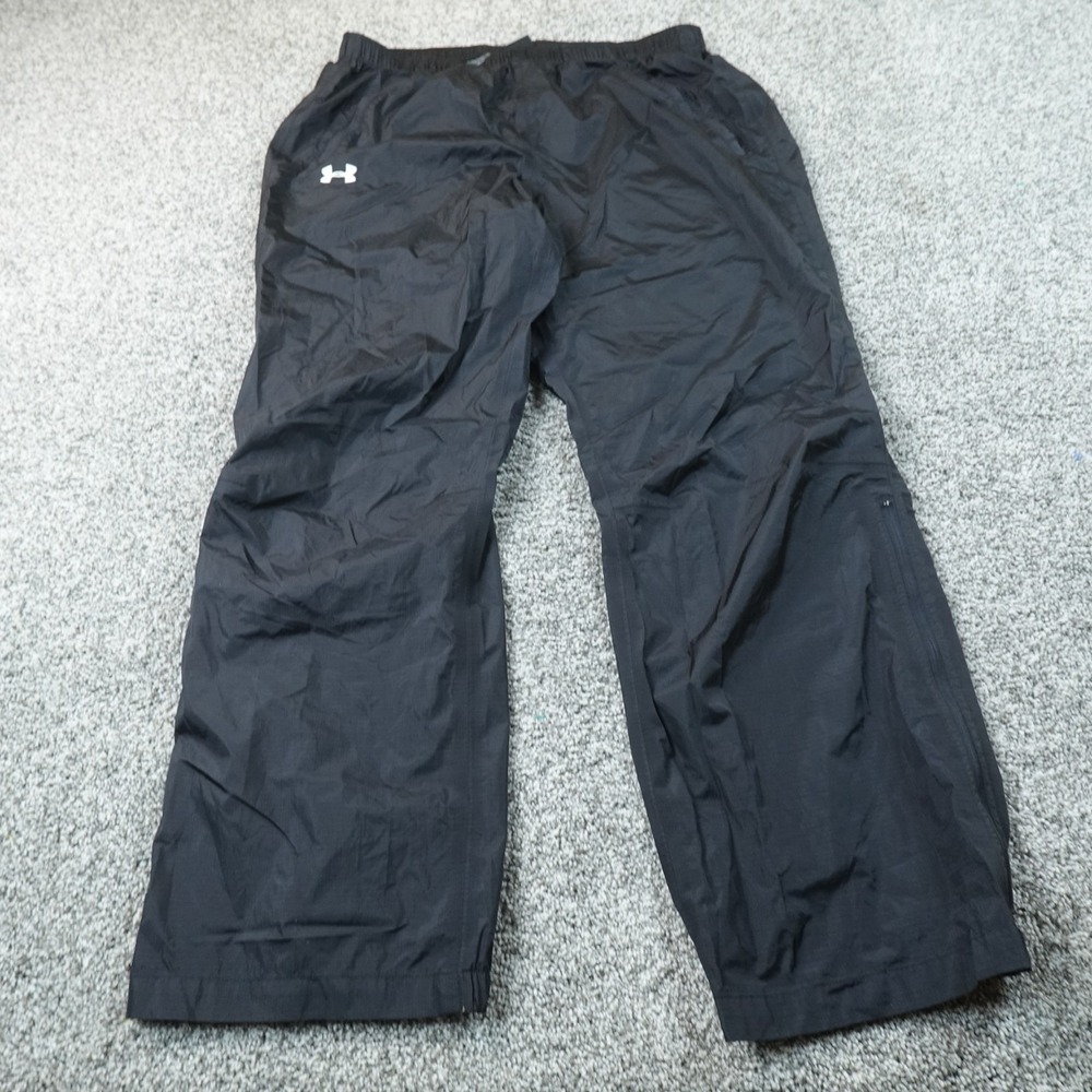 Under Armour Pants Mens XL Black Waterproof Windbreaker Ripstop Elastic Waist